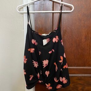 Lush Devon Knot Front Crop Blouse Tank